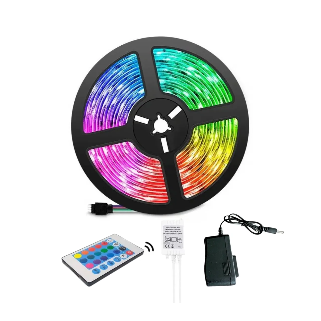 Cinta LED RGB 5 Metros con Control Adhesiva 12V