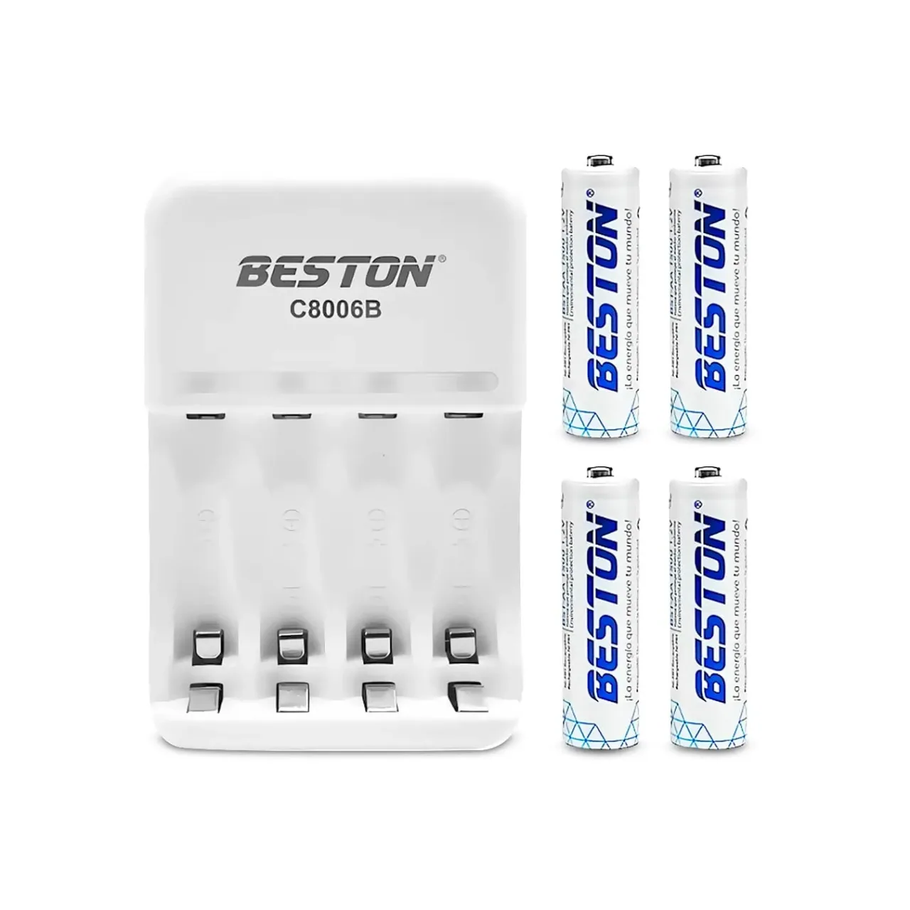 Cargador de Pilas AA AAA BST-C8006B Recargable con 4 Pilas Incluidas